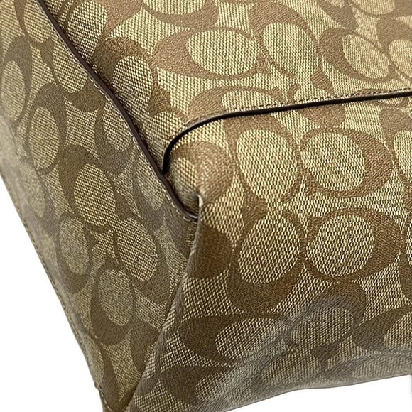 Auth COACH Signature F58318 Khaki Brown PVC Leather - Tote Bag - Picture 5 of 8